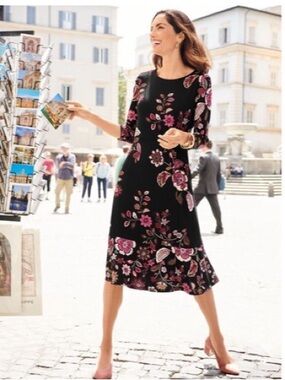 Talbots Ruched Jersey Knit Fit and Flare Dress Size 2